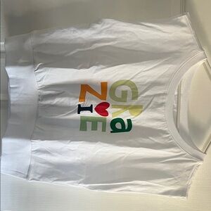 LOFT White Muscle Tee with Multicolor Graphic